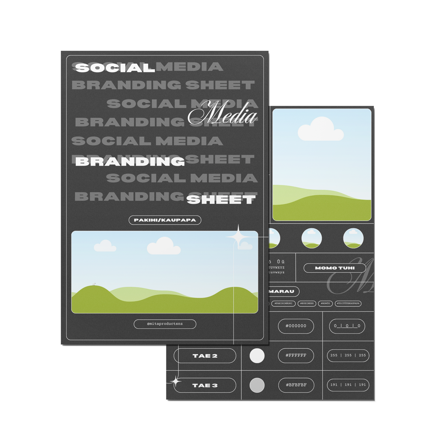 MONOCHROME SOCIAL MEDIA BRANDING SHEET TEMPLATE